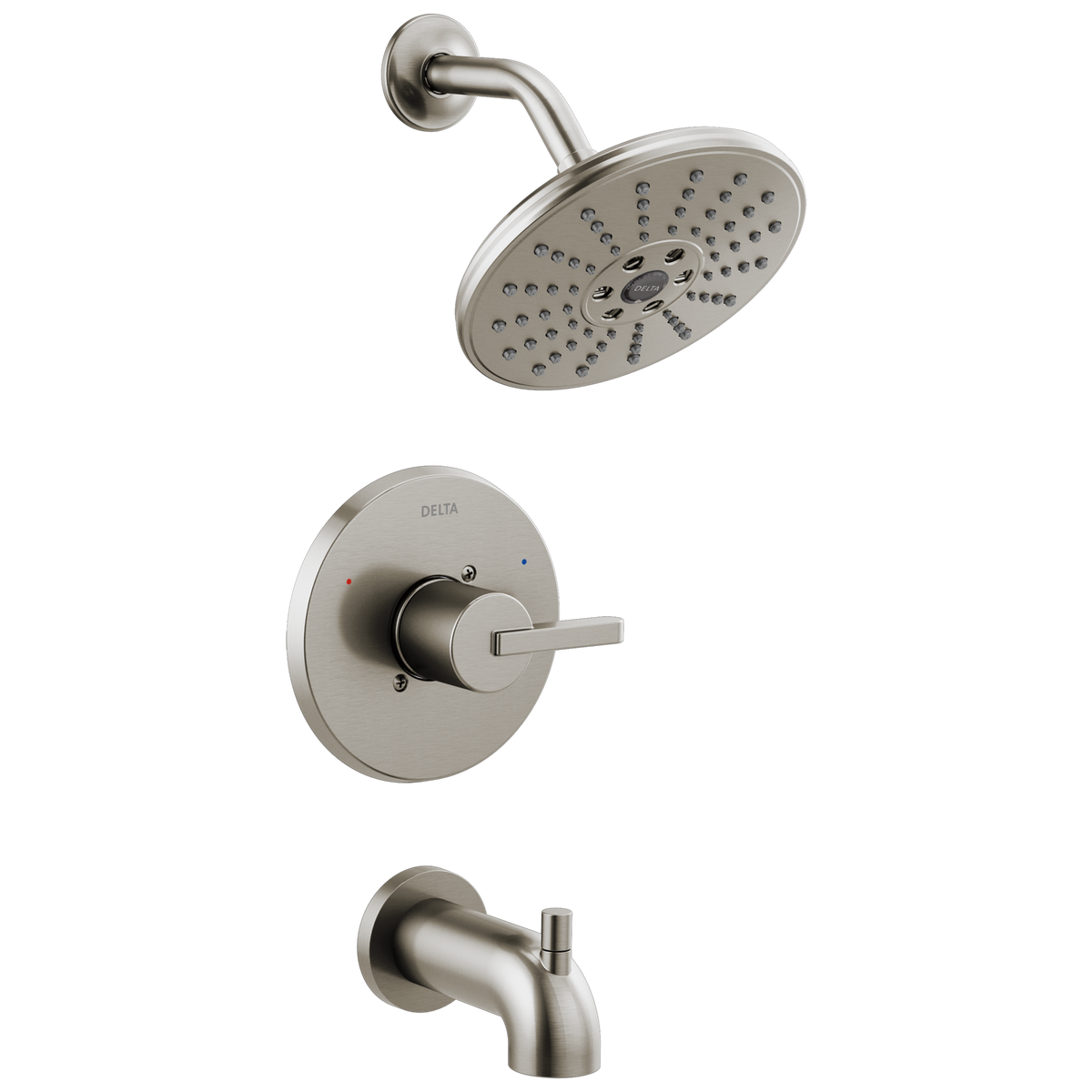 Delta Alux SpotShield Brushed Nickel 1-Handle Tub and Shower Faucet with Valve, H2Okinetic