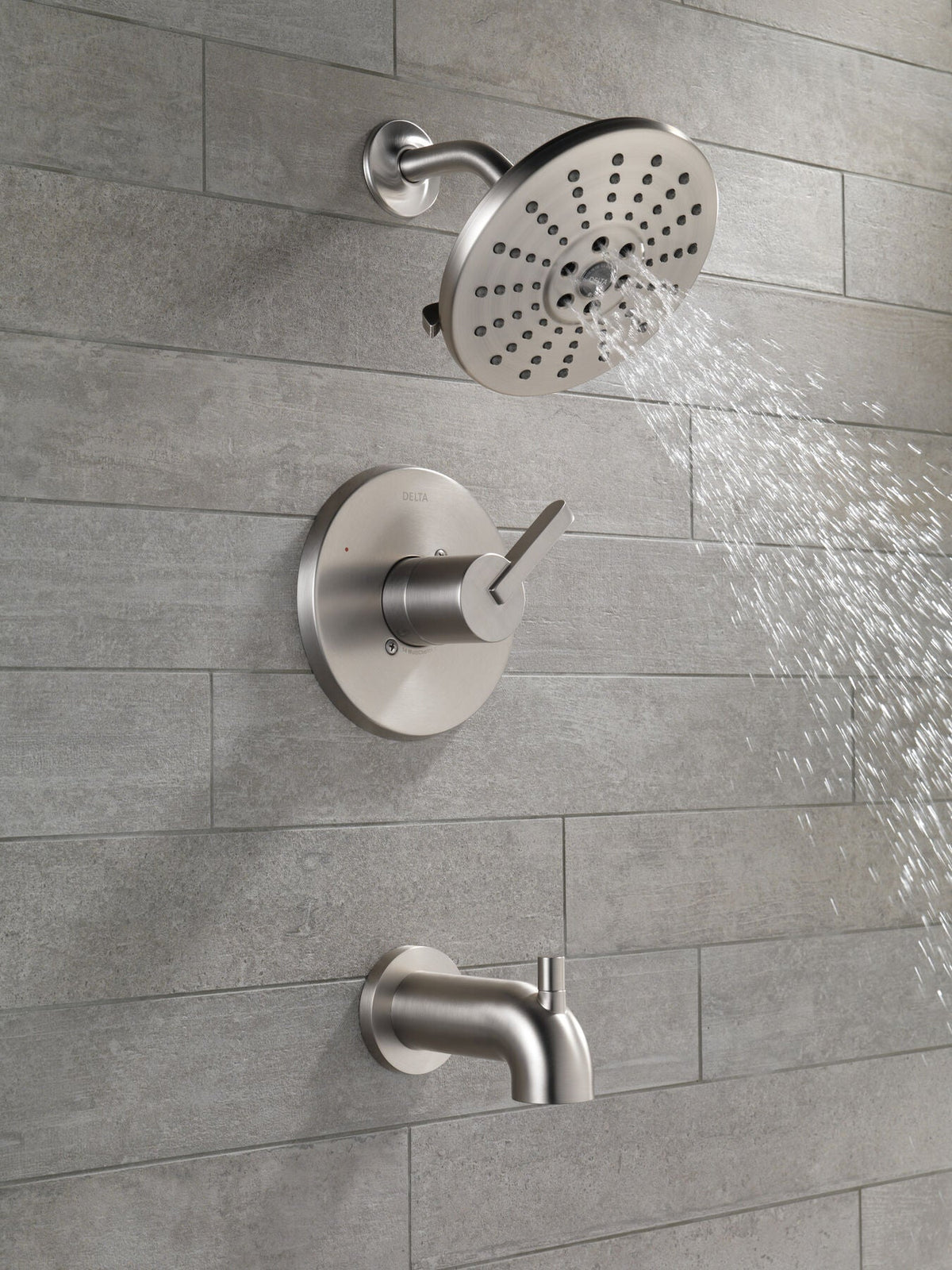 Delta Alux SpotShield Brushed Nickel 1-Handle Tub and Shower Faucet with Valve, H2Okinetic