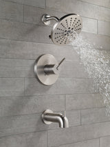 Delta Alux SpotShield Brushed Nickel 1-Handle Tub and Shower Faucet with Valve, H2Okinetic
