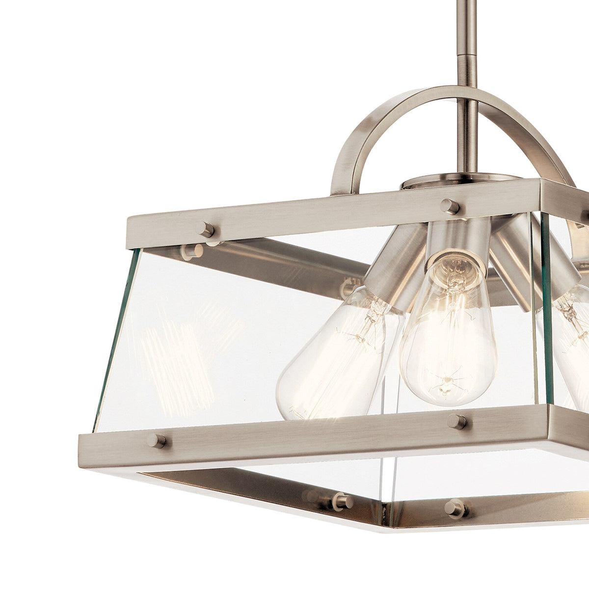 Kichler Darton 3-Light Classic Pewter Transitional Clear Glass Square Medium Hanging Pendant Light
