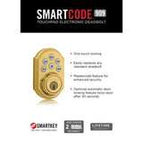 Z-Wave SmartCode Lifetime Polished Brass Single Cylinder Electronic Deadbolt Featuring SmartKey Security - Super Arbor