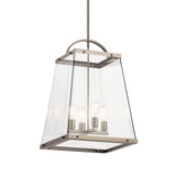 Kichler Darton 4-Light Classic Pewter Transitional Clear Glass Lantern Large Hanging Pendant Light