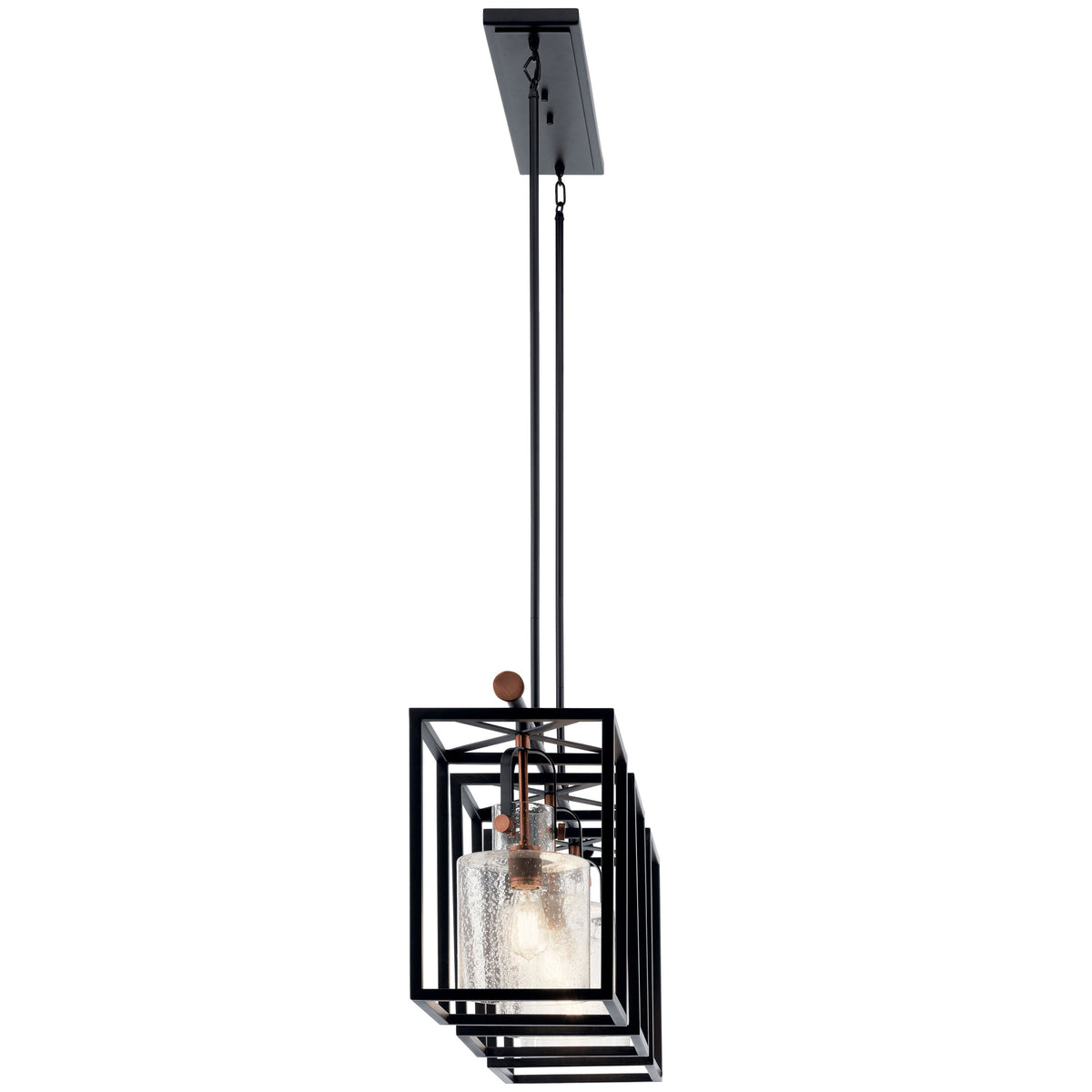 Kichler Kitner 3-Light Black and Antique Copper Industrial Dry Rated Chandelier