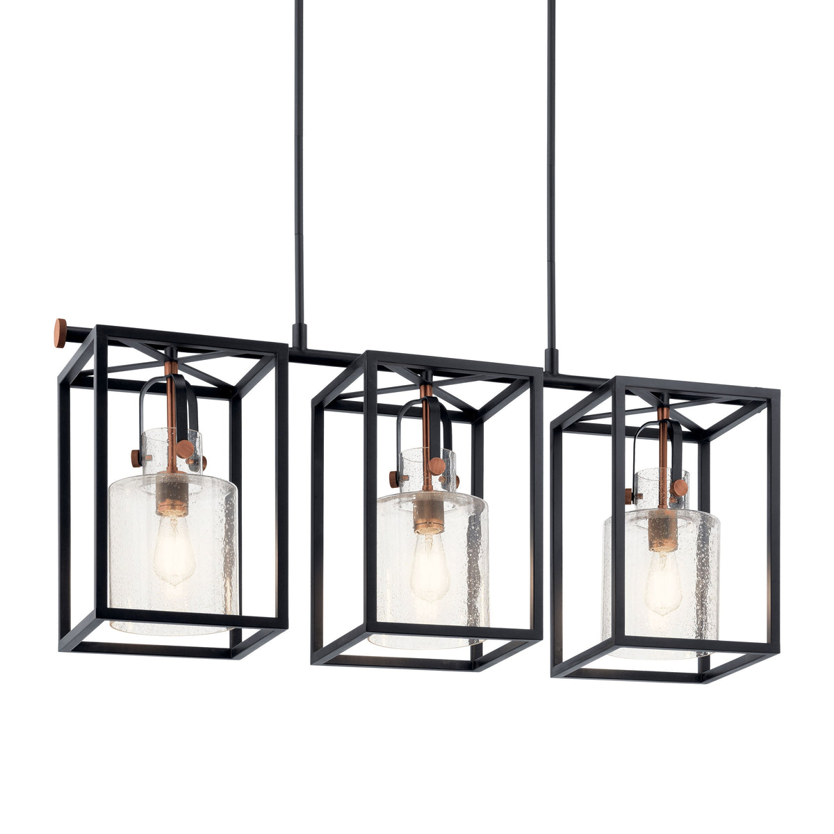 Kichler Kitner 3-Light Black and Antique Copper Industrial Dry Rated Chandelier