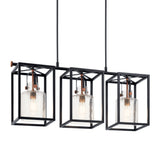 Kichler Kitner 3-Light Black and Antique Copper Industrial Dry Rated Chandelier