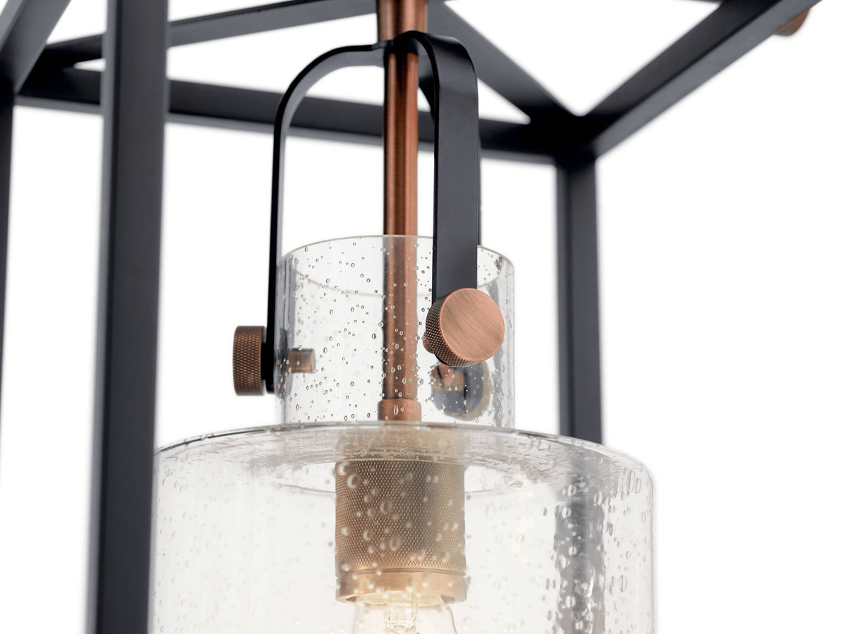 Kichler Kitner 3-Light Black and Antique Copper Industrial Dry Rated Chandelier