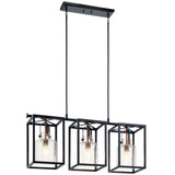 Kichler Kitner 3-Light Black and Antique Copper Industrial Dry Rated Chandelier