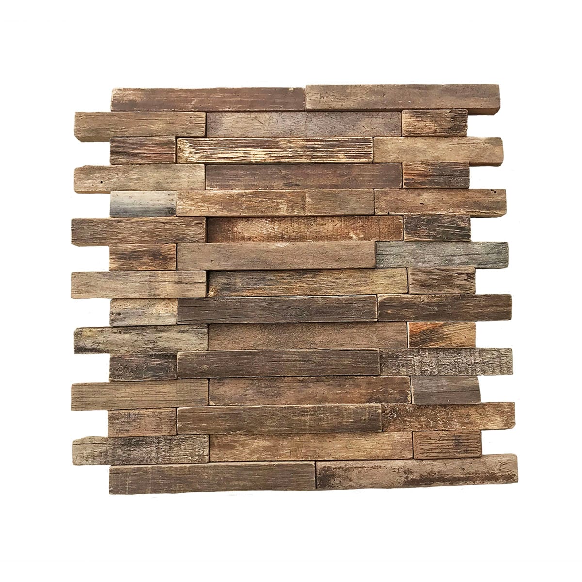 Ekena Millwork Reclaimed Boat Wood Interlocking Reclaimed 12-in x 12-in Natural Wood Wood look Mosaic Wall Tile product image