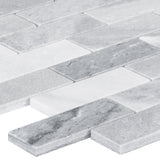 Satori Storm Polished 12-in x 12-in Natural Marble Brick Mosaic Wall Tile, Polished Finish (0.97-sq ft per piece)
