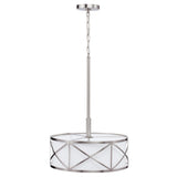 Kichler Edenbrook Brushed Nickel Modern/Contemporary Etched Glass Drum Pendant Light, 17-in