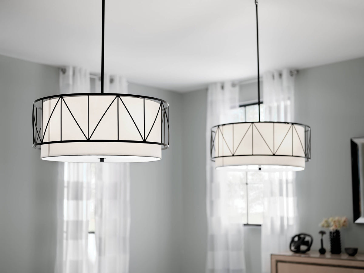 Kichler Birkleigh 4-Light Black Transitional Drum Medium Hanging Pendant Light