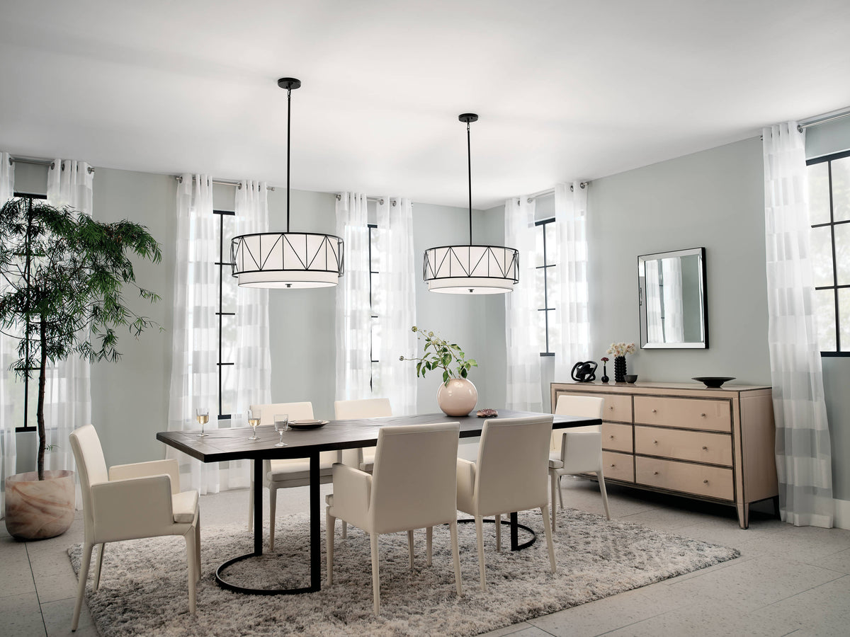 Kichler Birkleigh 4-Light Black Transitional Drum Medium Hanging Pendant Light