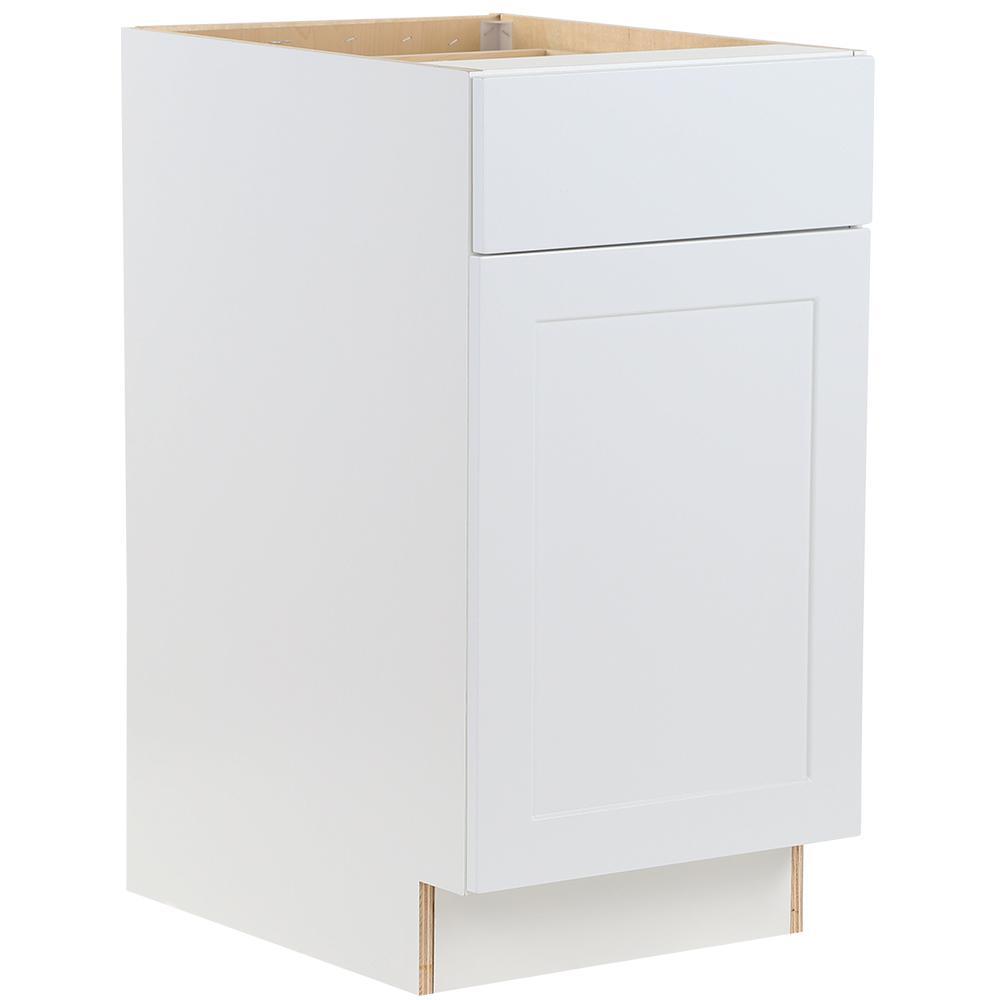 Cambridge Shaker Assembled 18 in. x 34.5 in. x 24.5 in. Base Cabinet w/ 1 Soft Close Drawer & 1 Soft Close Door in White - Super Arbor