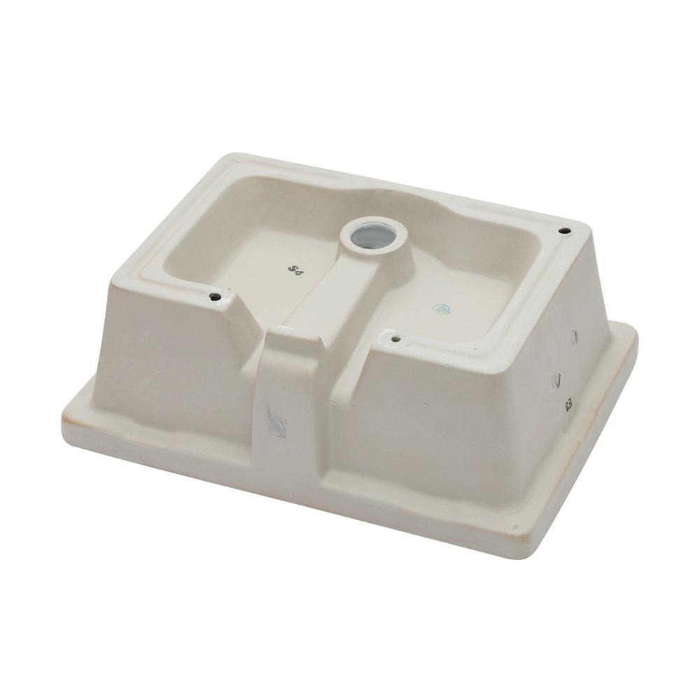 20 in. Undermount Rectangular Porcelain Ceramic Bathroom Sink in White with Overflow Drain - Super Arbor