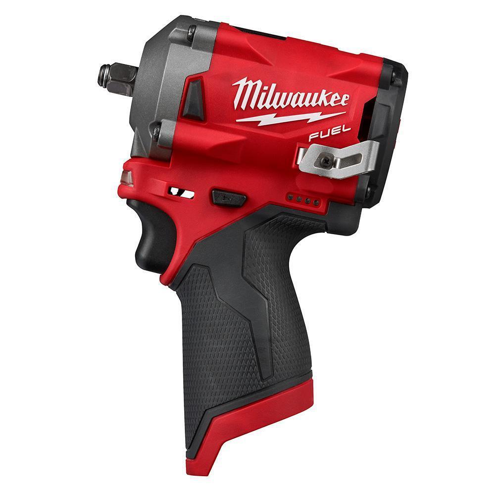 M12 FUEL 12-Volt Lithium-Ion Brushless Cordless Stubby 3/8 in. Impact Wrench & 3/8 in. Ratchet with two 3.0 Ah Batteries - Super Arbor