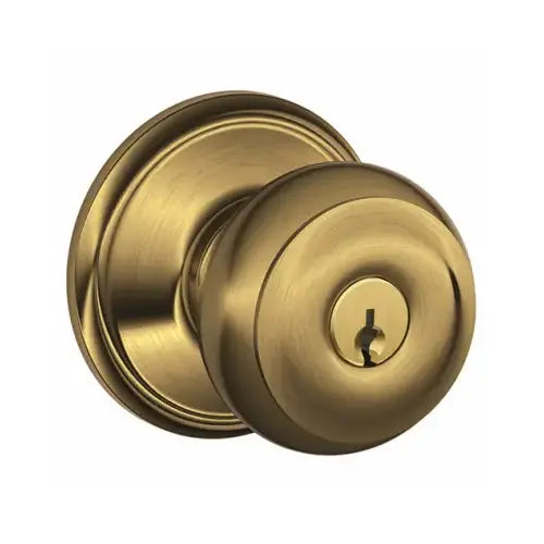 Schlage Georgian Antique Brass Entry Lockset, ANSI Grade 2, 1-3/4 in Door Thickness