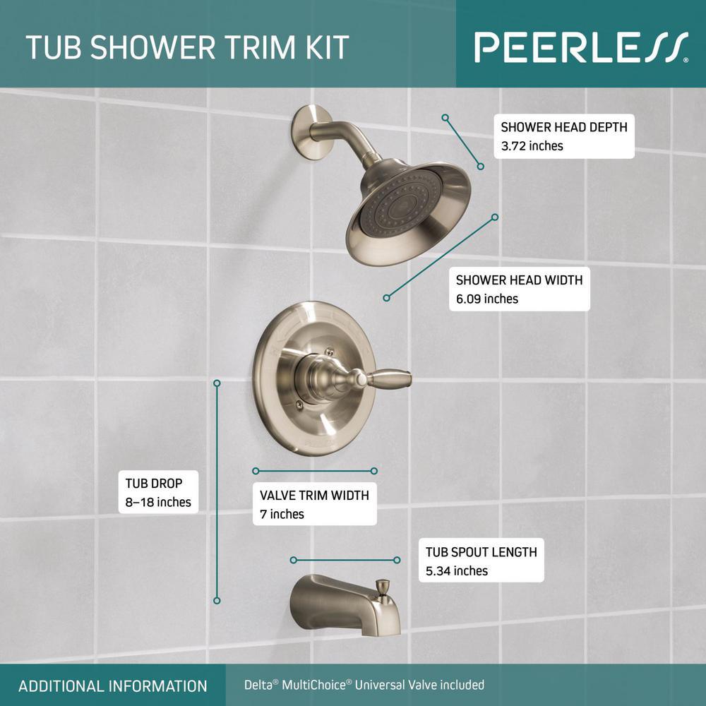 Single-Handle 1-Spray Tub and Shower Faucet in Brushed Nickel (Valve Included) - Super Arbor