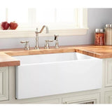 Farmhouse Apron Front Fireclay 33 in. x 18 in. x 10 in. Plain Single Bowl Kitchen Sink with Center Drain in White