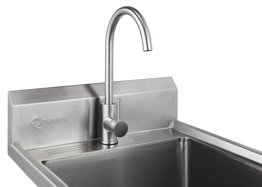TRINITY 304 Grade Stainless Steel Freestanding Utility Tub with Faucet