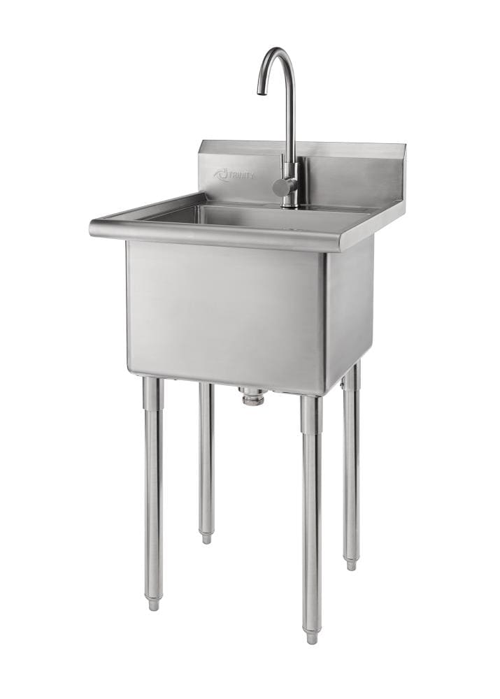 TRINITY 304 Grade Stainless Steel Freestanding Utility Tub with Faucet