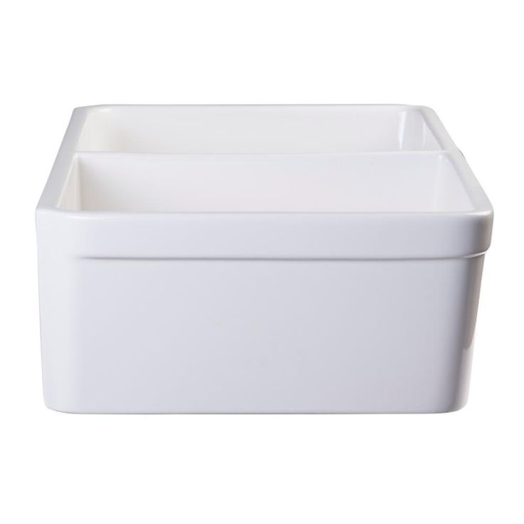 Decorative Lip Farmhouse Apron Fireclay 32 in. Double Basin Kitchen Sink in White