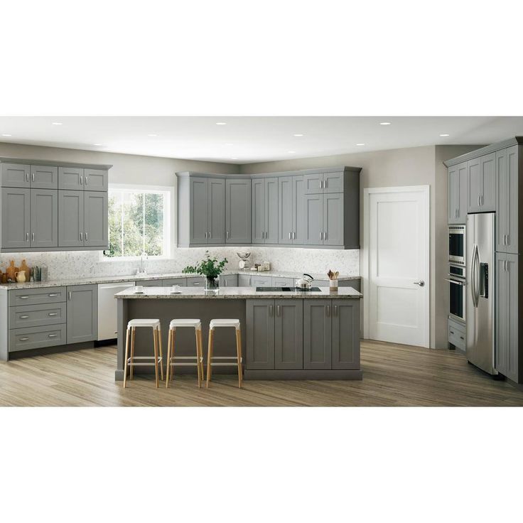 Home Decorators Collection Washington Veiled Gray Plywood Shaker Assembled Vanity Sink Base Kitchen Cabinet Sft Cls 36 in W x 21 in D x 34.5 in H