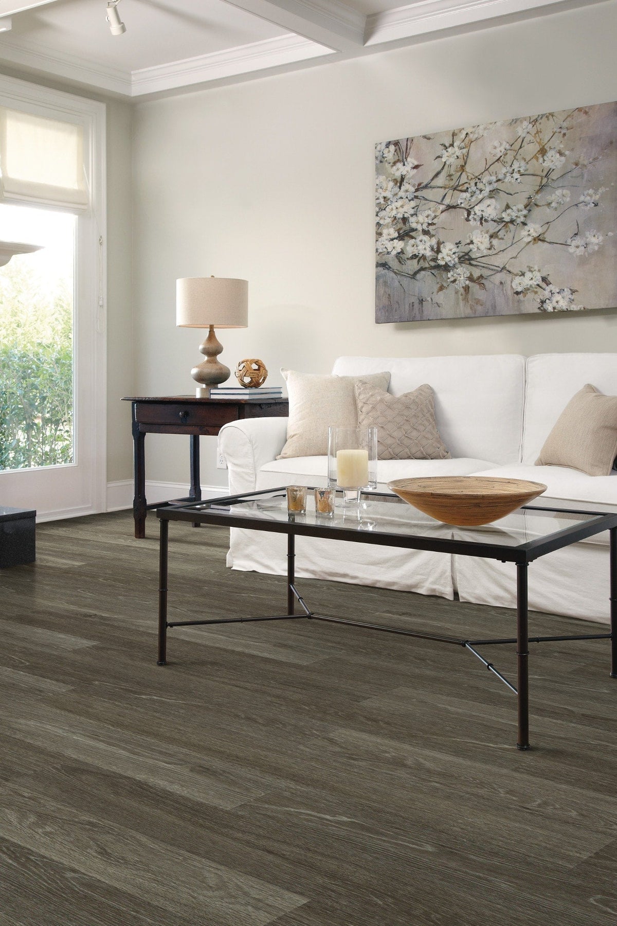 Shaw (Sample) Westwork Baron Brown Wood Look 12-mil Waterproof Glue Down Luxury Vinyl Plank