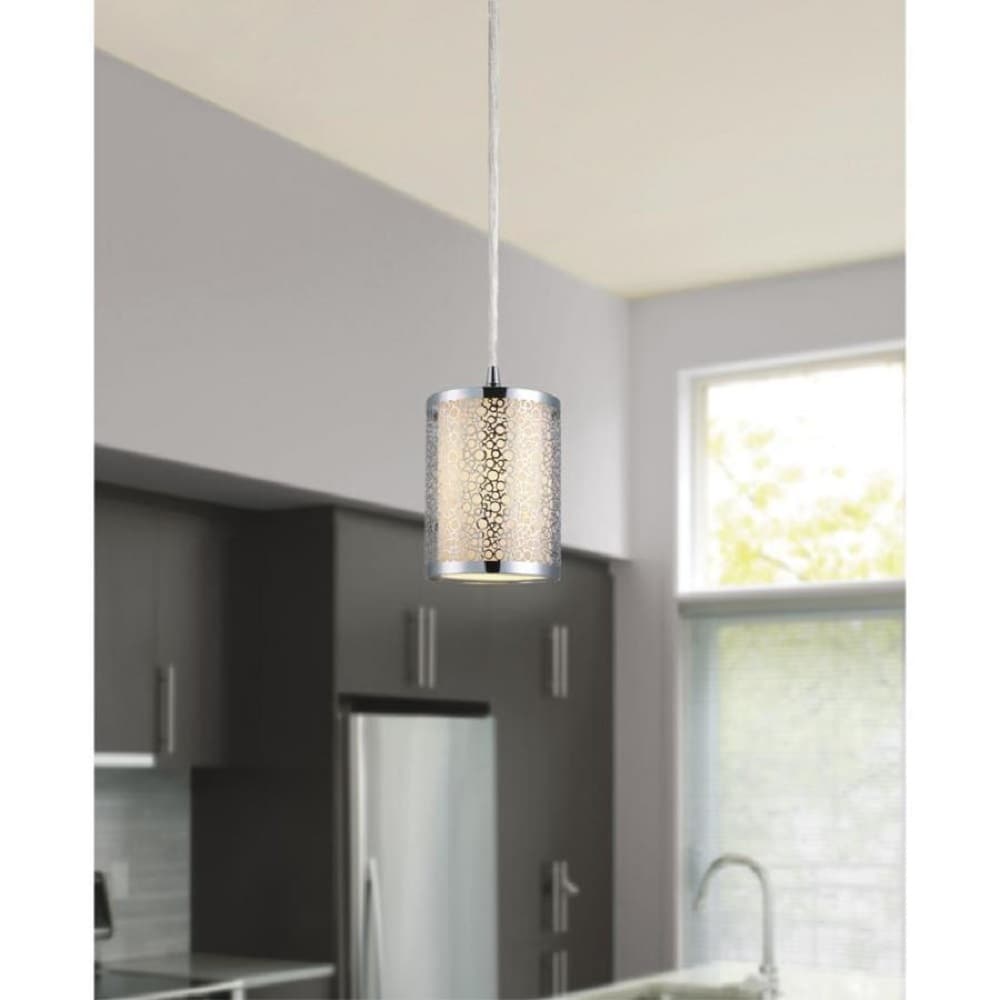 Portfolio Chrome Transitional Teardrop Pendant Light, Adjustable up to 63 in, E26 Base