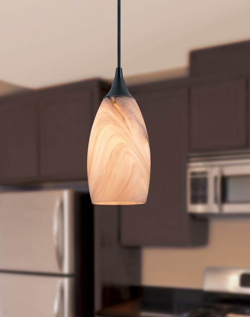 Portfolio Matte Black Transitional Teardrop Pendant Light