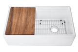 Superior Sinks 33-in x 19-in White Fireclay Single Bowl Tall Apron-Front Undermount Workstation Farmhouse Kitchen Sink, SPFC33LDGX