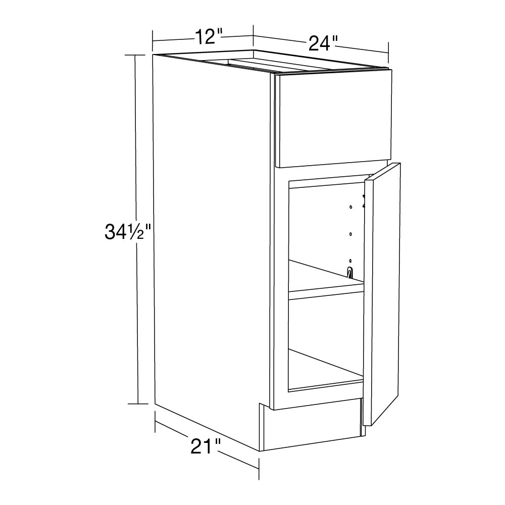 Diamond NOW Arcadia 12-in W x 35-in H x 23.75-in D Truecolor White Door and Drawer Base Stock Cabinet