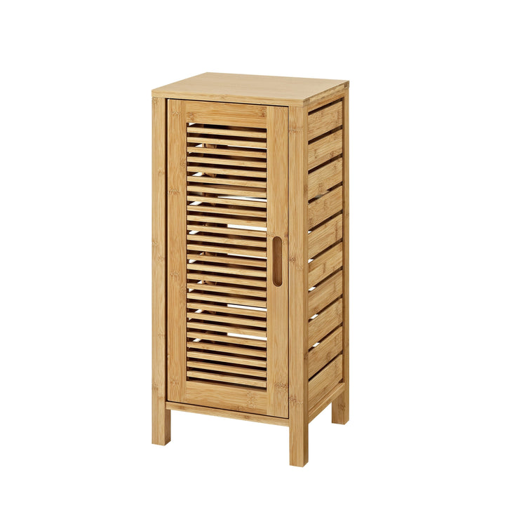 Linon Bathroom Storage 13-in W x 28.5-in H Wood Composite Natural Bamboo Freestanding Utility Storage Cabinet