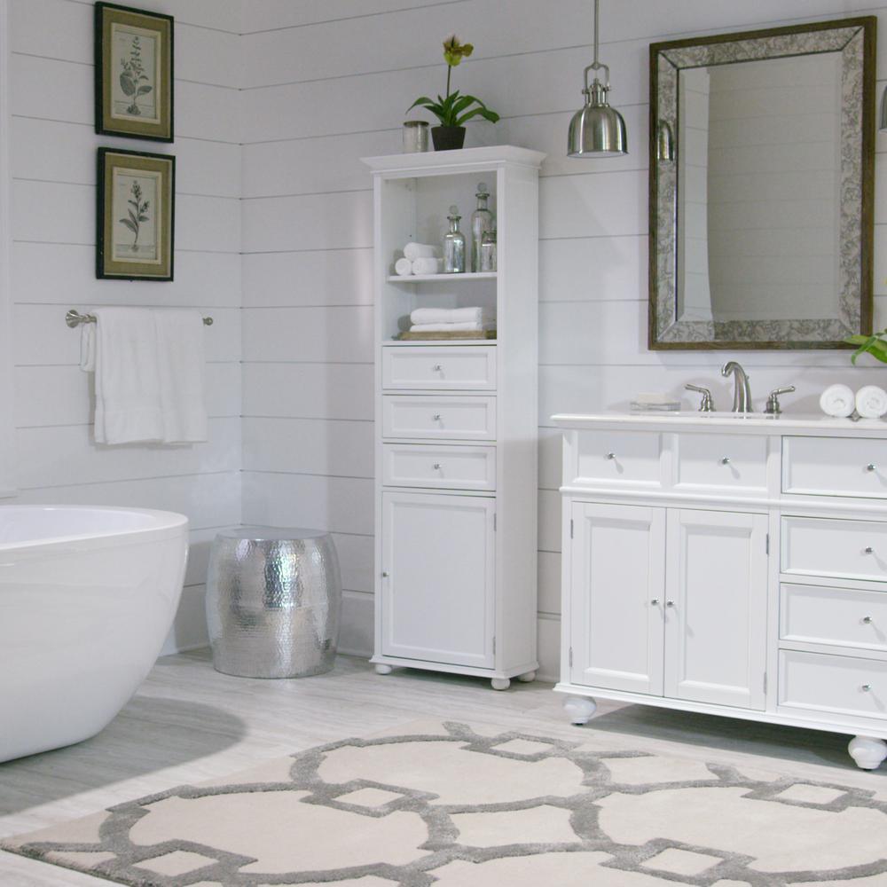 Hampton Harbor 22 in. W x 10 in. D x 67-1/2 in. H Linen Cabinet in White - Super Arbor