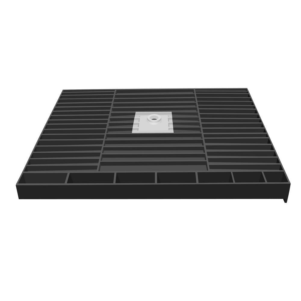 Redi Base 48 in. x 60 in. Double Threshold Shower Base with Center Drain and Polished Chrome Drain Plate - Super Arbor