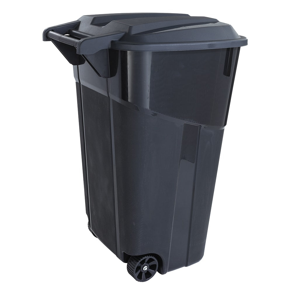 Blue Hawk 32-Gallon Black Plastic Wheeled Trash Can with Lid