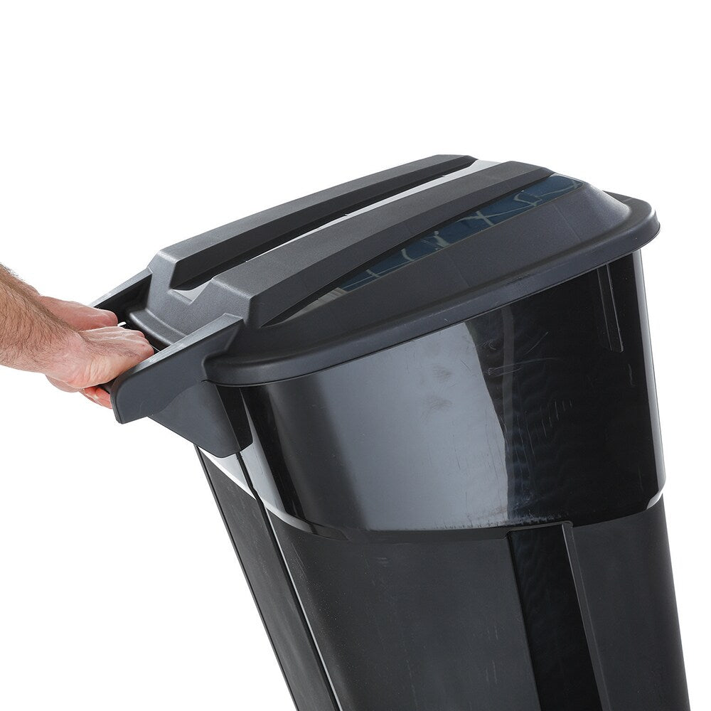 Blue Hawk 32-Gallon Black Plastic Wheeled Trash Can with Lid