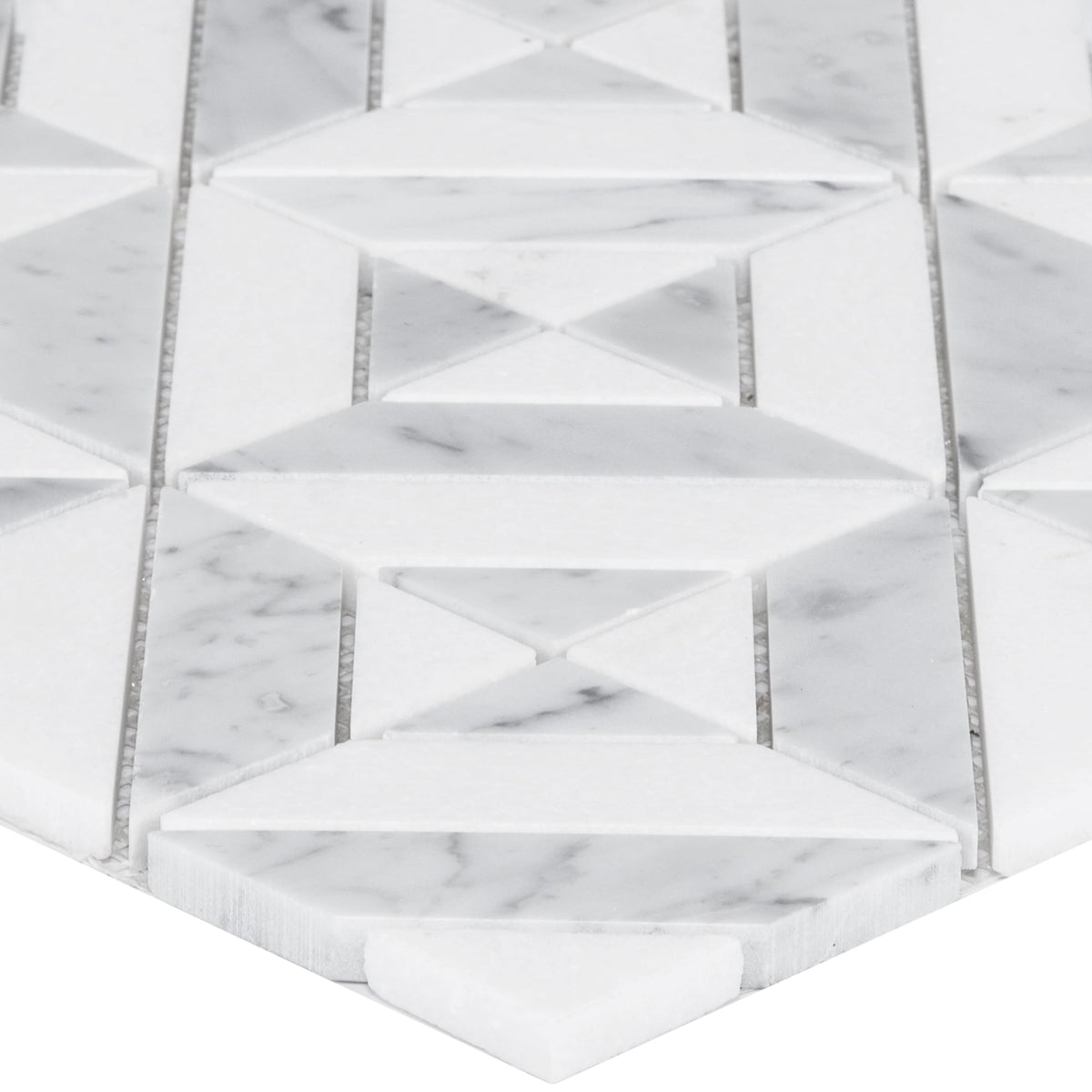 Satori Venatino Parquet 12-in x 12-in Polished Natural Stone Marble Look Mosaic Floor and Wall Tile (0.95-sq. ft/ Piece)