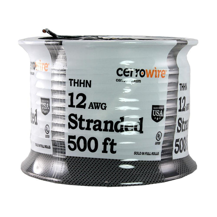 500 ft. 12/1 Black Stranded THHN Wire - Super Arbor