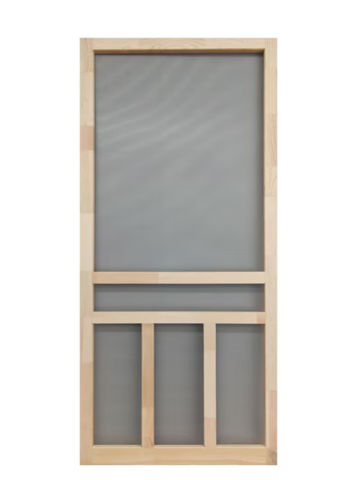 Screen Tight Creekside 30-in x 80-in Finger Joint Wood Hinged Screen Door