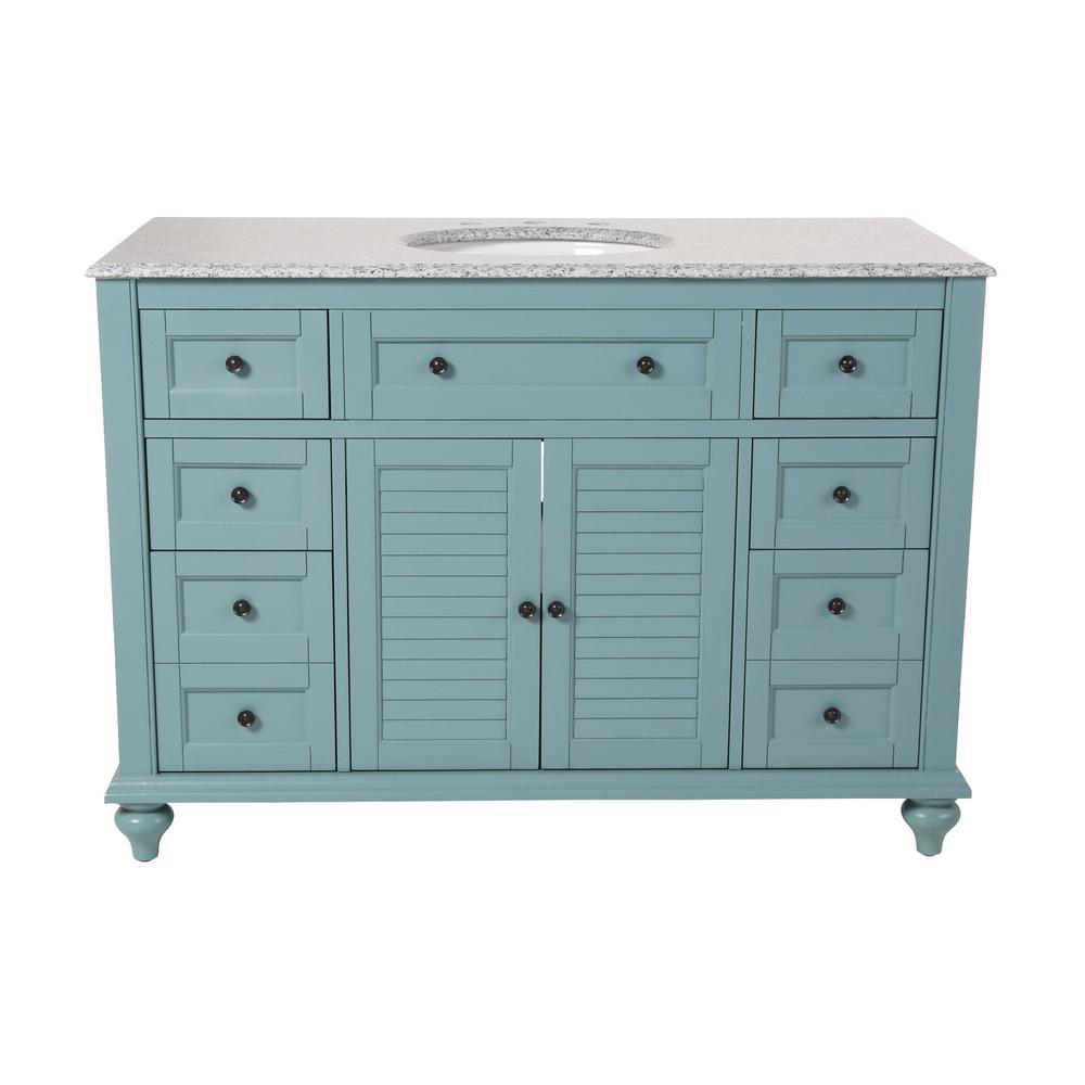 Hamilton Shutter 49-1/2 in. W x 22 in. D Bath Vanity in Ivory with Granite Vanity Top in Grey - Super Arbor
