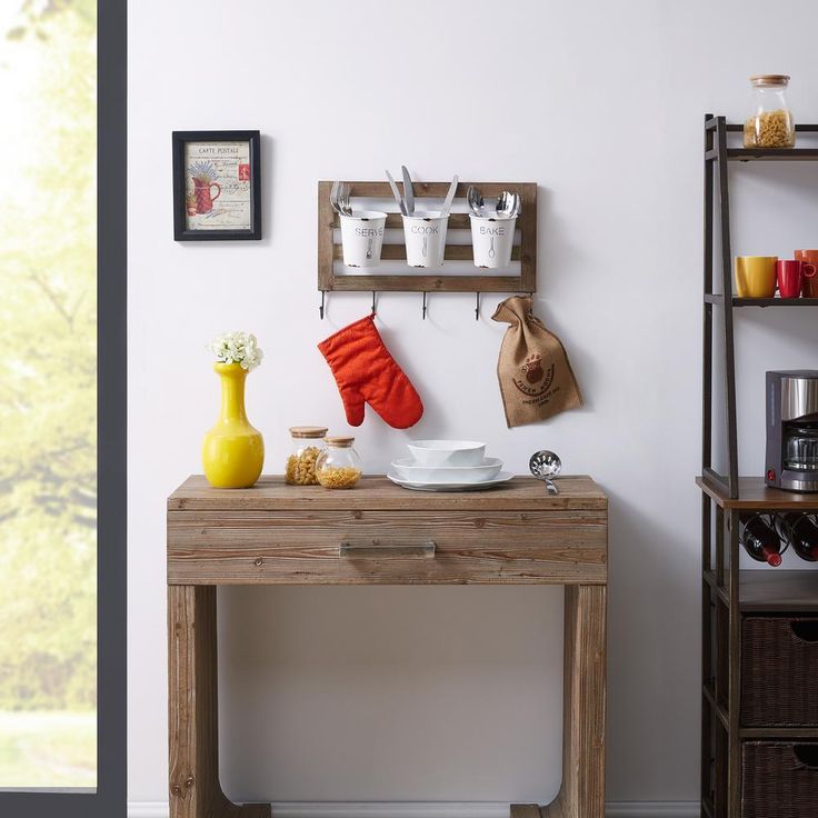 Hanging Metal Utensil Caddy with Hooks and Tin Buckets