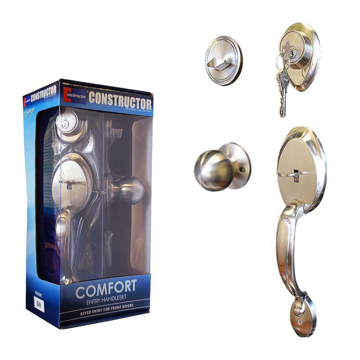 Satin Nickel Comfort Entry Door Handleset - Super Arbor