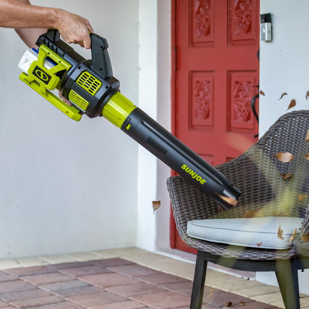 Sun Joe 140 MPH 560 CFM 48-Volt Cordless Brushless Turbine Jet Blower Kit with 2 x 2.0 Ah Batteries and Dual Charger - Super Arbor