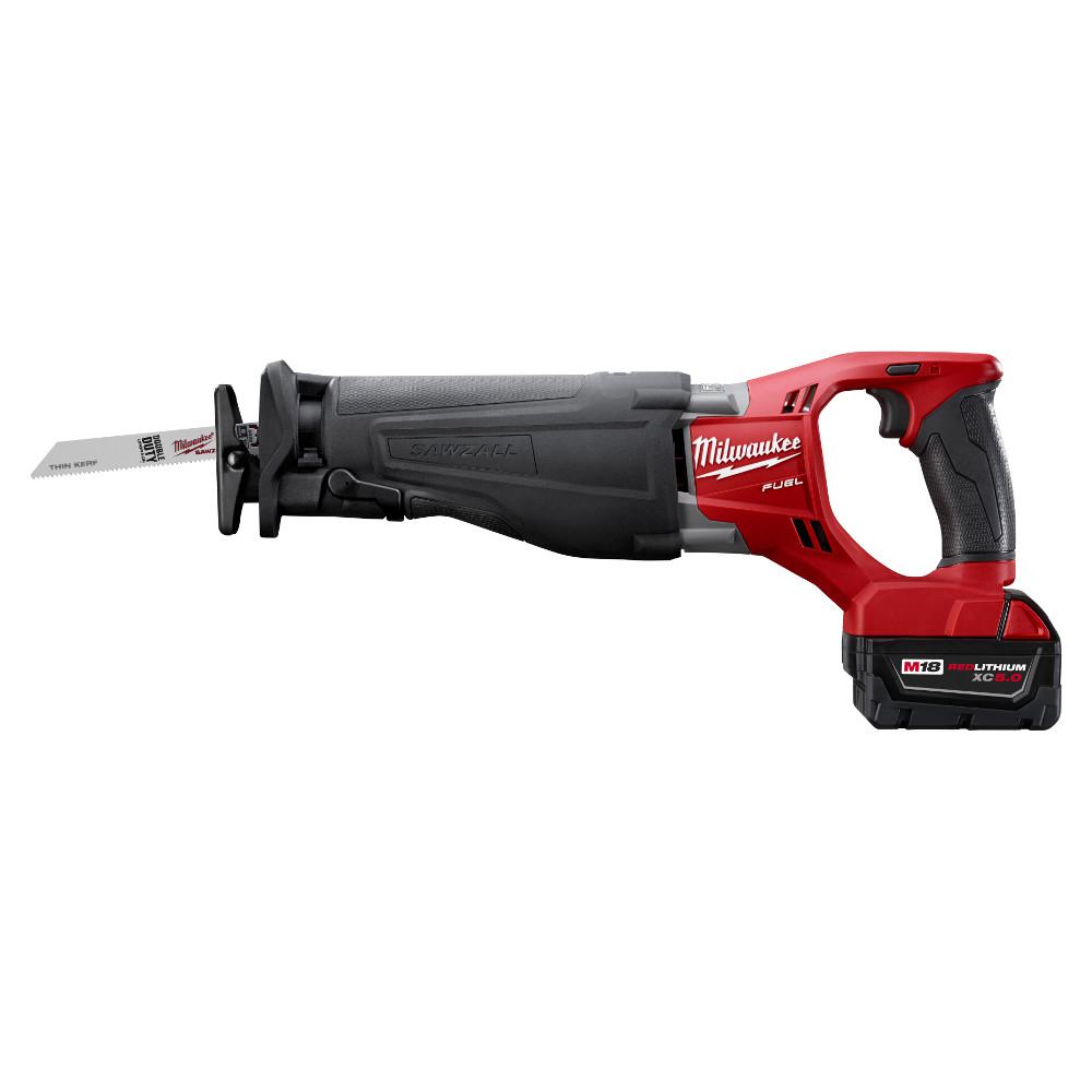 M18 FUEL 18-Volt Lithium-Ion Brushless Cordless SAWZALL Reciprocating Saw Kit W/(2) 5.0Ah Batteries, Charger & Hard Case - Super Arbor