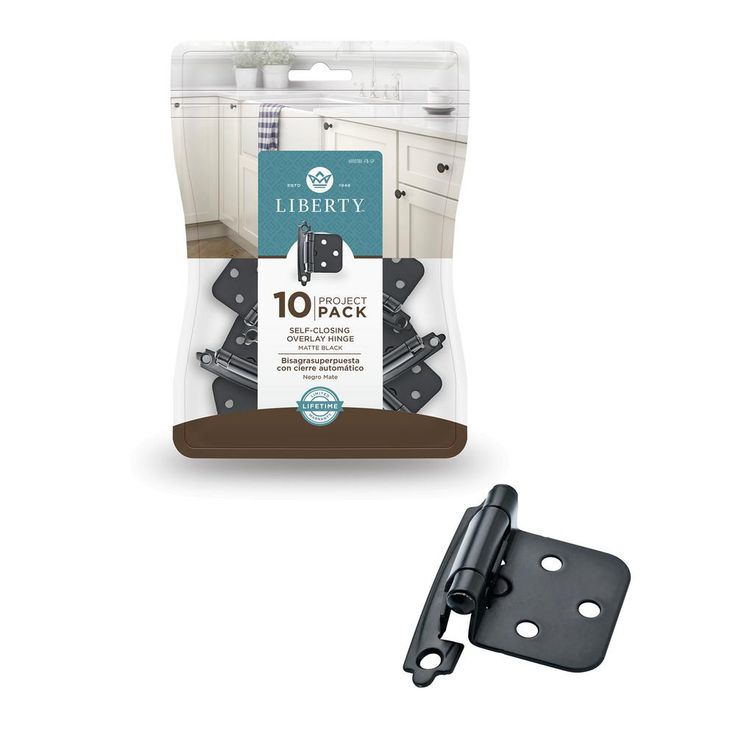 Matte Black Self-Closing Overlay Cabinet Hinge (5-Pairs)