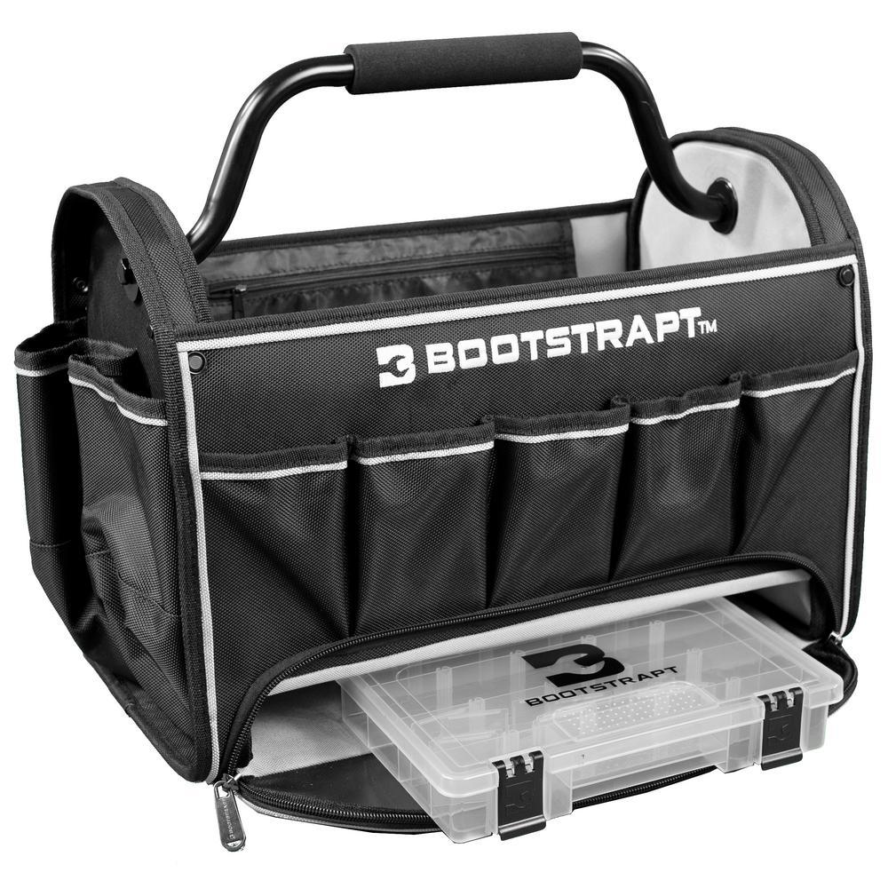 18 in. Contractor's Tote Bag with Integrated Parts Bin Compartment and Waterproof Rain Cover - Super Arbor