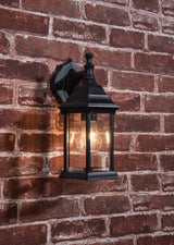 Project Source Henfield 11.81-in H Matte Black Outdoor Wall Lantern, Medium Base (E-26)