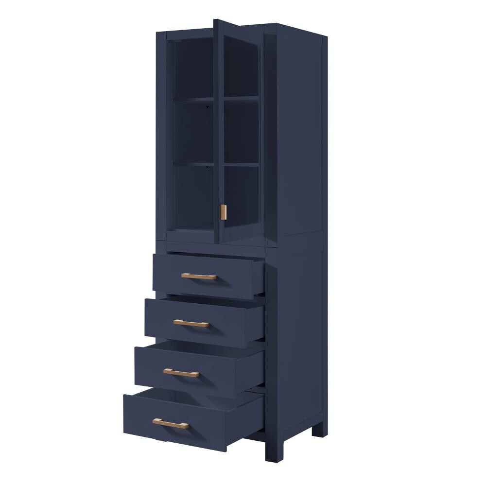 Avanity Modero 24-in x 71-in x 20-in Navy Blue Wood Freestanding Soft Close Linen Cabinet