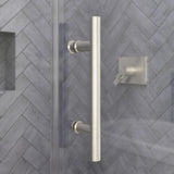 Ametrine 48 in. x 76 in. Heavy Frameless Hinge Shower Door in Brushed Nickel with 5/16 in. (8 mm) Clear Glass - Super Arbor