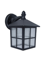 Project Source 2-Pack 8.77-in H Matte Black Outdoor Wall Lanterns, Medium Base (E-26) with Seeded Glass
